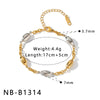 Minimalist 18K Gold Plated Stainless Steel Oval Bead Necklace And Bracelet Set For Women With Geometric Design