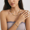 Minimalist 18K Gold Plated Stainless Steel Oval Bead Necklace And Bracelet Set For Women With Geometric Design