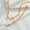 Minimalist 18K Gold Plated Stainless Steel Oval Bead Necklace And Bracelet Set For Women With Geometric Design