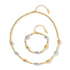 Minimalist 18K Gold Plated Stainless Steel Oval Bead Necklace And Bracelet Set For Women With Geometric Design