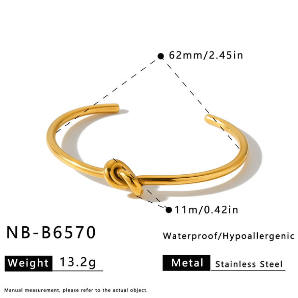 Minimalist Knotted Stainless Steel Bracelet For Women With 18K Vacuum Plated Finish Non Fading Fashion Jewelry