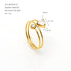 Minimalist Layered Heartshaped Zircon Ring With Multicolor Electroplated Stainless Steel Thin Open Band