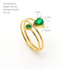 Minimalist Layered Heartshaped Zircon Ring With Multicolor Electroplated Stainless Steel Thin Open Band