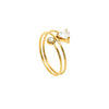 Minimalist Layered Heartshaped Zircon Ring With Multicolor Electroplated Stainless Steel Thin Open Band