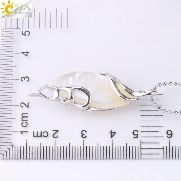 Minimalist Leaf Shape Hollow Shell Pendant Necklace With White Shell Pearl Style Ball Chain For Women