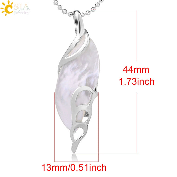Minimalist Leaf Shape Hollow Shell Pendant Necklace With White Shell Pearl Style Ball Chain For Women