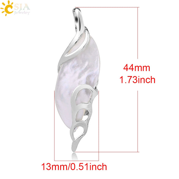 Minimalist Leaf Shape Hollow Shell Pendant Necklace With White Shell Pearl Style Ball Chain For Women