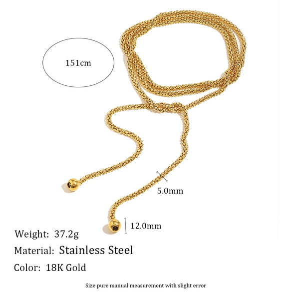 Minimalist Light Luxury Jewelry Stainless Steel 18K Gold Plated Geometric Square Pearl Chain