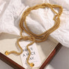 Minimalist Light Luxury Jewelry Stainless Steel 18K Gold Plated Geometric Square Pearl Chain