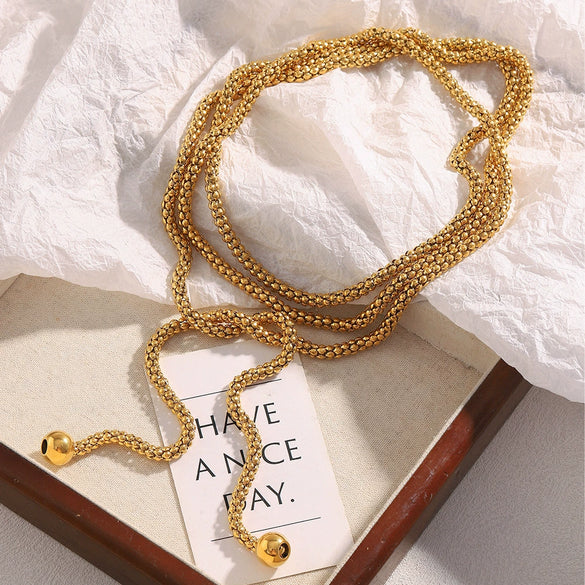 Minimalist Light Luxury Jewelry Stainless Steel 18K Gold Plated Geometric Square Pearl Chain