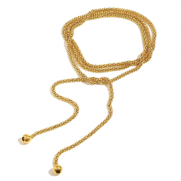 Minimalist Light Luxury Jewelry Stainless Steel 18K Gold Plated Geometric Square Pearl Chain