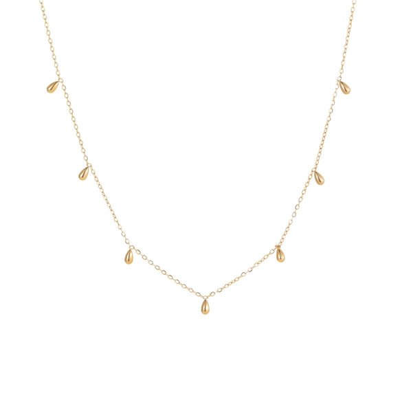 Minimalist Light Luxury Niche Stainless Steel Necklace With Water Drops Tassel Geometric Pattern Electroplated For Women