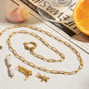 Minimalist Light Luxury Niche Women's Titanium Steel And Stainless Steel Necklace With Geometric Pattern And Electroplating Design And Sailor Clasp