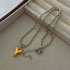 Minimalist Love Rice Bead Necklace For Women Titanium Steel Stainless Steel Heart Shape Electroplating Ball Chain
