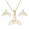 Minimalist Mermaid Tail Earrings And Necklace Set Electroplated Stainless Steel Jewelry With Ochain For Women