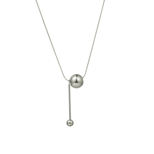 Minimalist Metal Ball Long Woolen Snake Bone Chain Titanium Steel Women's Necklace With Electroplating