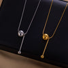 Minimalist Metal Ball Long Woolen Snake Bone Chain Titanium Steel Women's Necklace With Electroplating