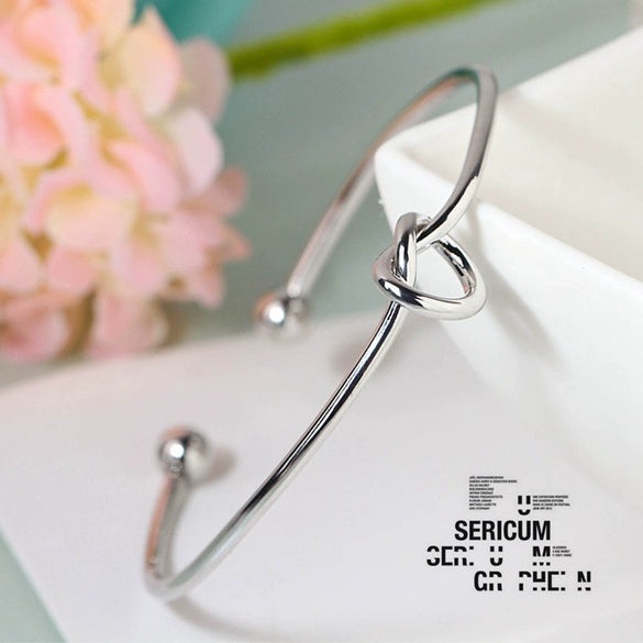Minimalist Metal Open Knot Bracelet Simple Line Design Electroplated Fashion Bangle