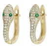 Minimalist Metal Snake Head Earrings With Inlaid Rhinestones And Green Zircon Eyes Electroplated Animal Jewelry