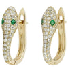 Minimalist Metal Snake Head Earrings With Inlaid Rhinestones And Green Zircon Eyes Electroplated Animal Jewelry