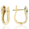 Minimalist Metal Snake Head Earrings With Inlaid Rhinestones And Green Zircon Eyes Electroplated Animal Jewelry