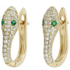 Minimalist Metal Snake Head Earrings With Inlaid Rhinestones And Green Zircon Eyes Electroplated Animal Jewelry