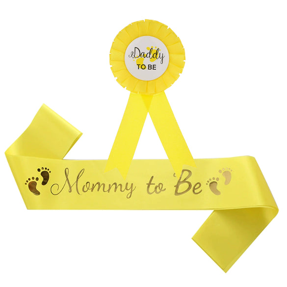 Minimalist Mommy To Be Ribbon Etiquette Belt Badge Corsage Set