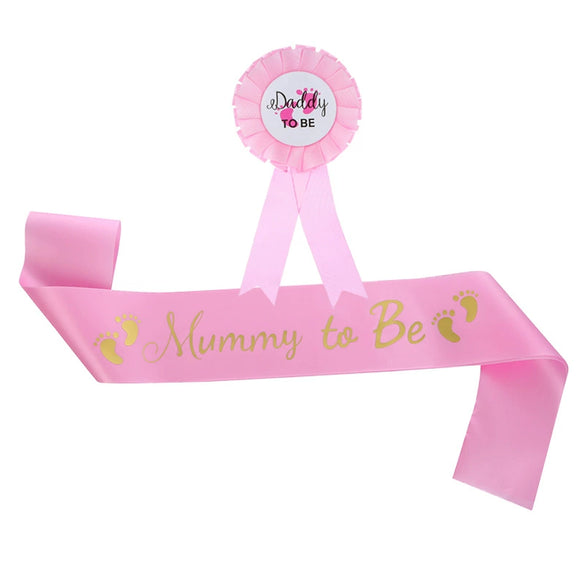 Minimalist Mommy To Be Ribbon Etiquette Belt Badge Corsage Set
