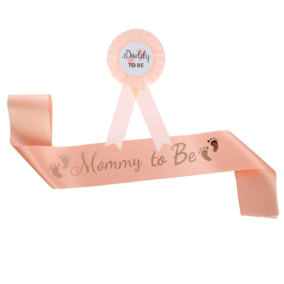 Minimalist Mommy To Be Ribbon Etiquette Belt Badge Corsage Set