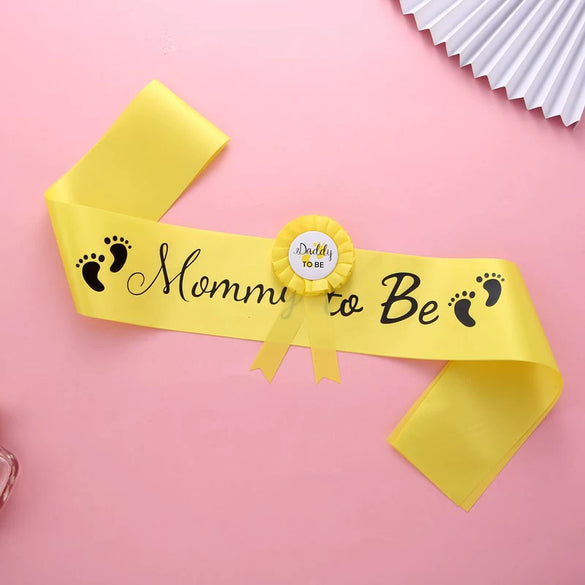 Minimalist Mommy To Be Ribbon Etiquette Belt Badge Corsage Set