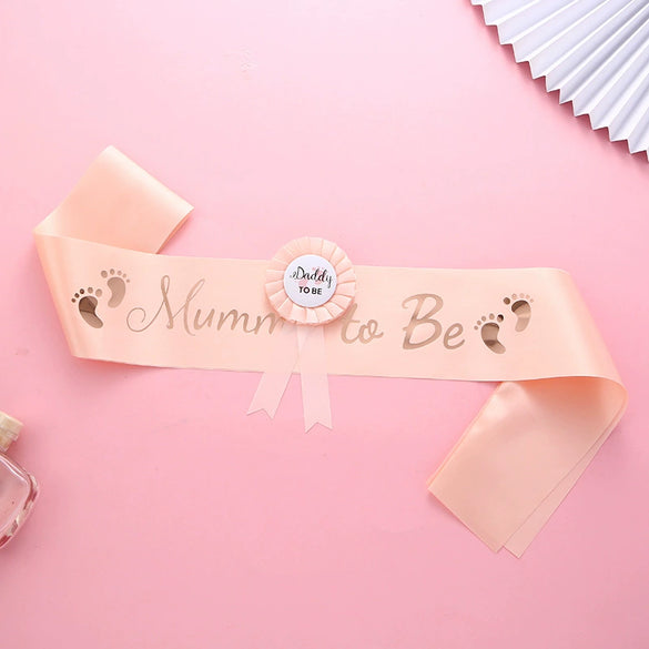 Minimalist Mommy To Be Ribbon Etiquette Belt Badge Corsage Set