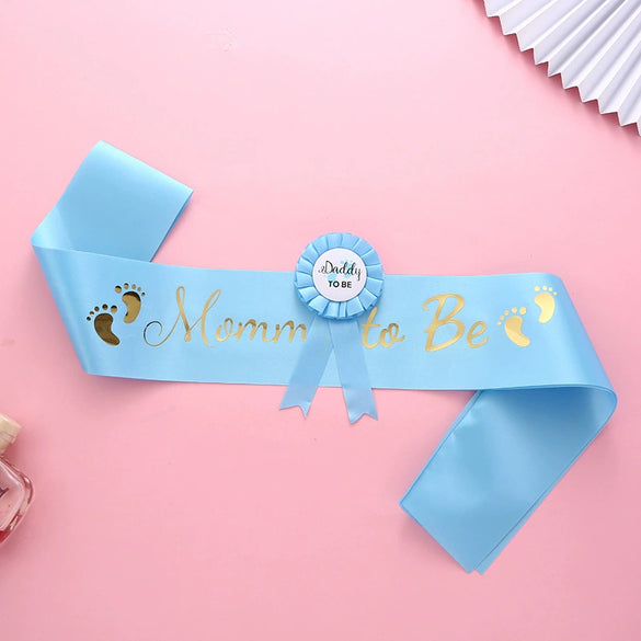 Minimalist Mommy To Be Ribbon Etiquette Belt Badge Corsage Set