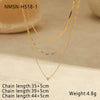 Minimalist Multilayer Overlapping Stainless Steel And 18K Necklace With Zircon Geometric Pendant Electroplated Women's Clavicle Chain Neck Jewelry