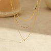 Minimalist Multilayer Overlapping Stainless Steel And 18K Necklace With Zircon Geometric Pendant Electroplated Women's Clavicle Chain Neck Jewelry