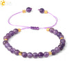 Minimalist Natural Amethyst Crystal Beaded Bracelet Gold Plated Adjustable Unisex Small Jewelry