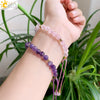 Minimalist Natural Amethyst Crystal Beaded Bracelet Gold Plated Adjustable Unisex Small Jewelry