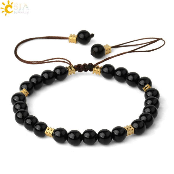 Minimalist Natural Amethyst Crystal Beaded Bracelet Gold Plated Adjustable Unisex Small Jewelry