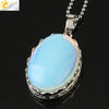 Minimalist Natural Amethyst Crystal Oval Pendant Necklace With Ball Chain Simple Unisex Jewelry