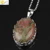 Minimalist Natural Amethyst Crystal Oval Pendant Necklace With Ball Chain Simple Unisex Jewelry