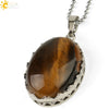 Minimalist Natural Amethyst Crystal Oval Pendant Necklace With Ball Chain Simple Unisex Jewelry