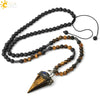 Minimalist Natural Crystal And Volcanic Rock Rhombus Pendant Ball Chain Necklace Adjustable Necklace For Women And Unisex Wear