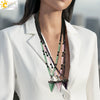 Minimalist Natural Crystal And Volcanic Rock Rhombus Pendant Ball Chain Necklace Adjustable Necklace For Women And Unisex Wear