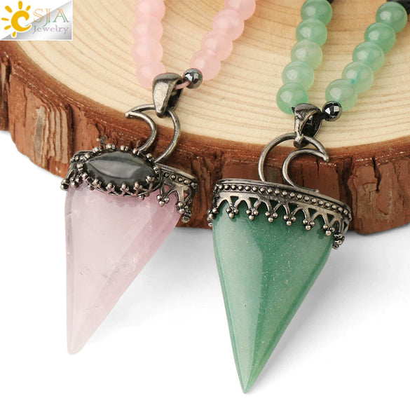 Minimalist Natural Crystal And Volcanic Rock Rhombus Pendant Ball Chain Necklace Adjustable Necklace For Women And Unisex Wear