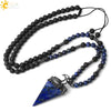 Minimalist Natural Crystal And Volcanic Rock Rhombus Pendant Ball Chain Necklace Adjustable Necklace For Women And Unisex Wear