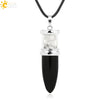 Minimalist Natural Crystal Dropshaped Pendant Leather Rope Necklace