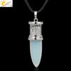 Minimalist Natural Crystal Dropshaped Pendant Leather Rope Necklace