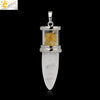 Minimalist Natural Crystal Dropshaped Pendant Leather Rope Necklace