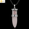 Minimalist Natural Crystal Dropshaped Pendant Leather Rope Necklace