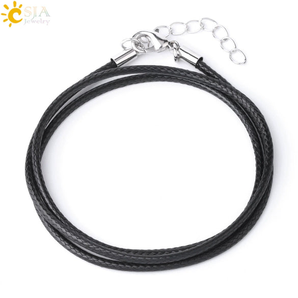 Minimalist Natural Crystal Dropshaped Pendant Leather Rope Necklace