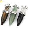 Minimalist Natural Crystal Dropshaped Pendant Leather Rope Necklace